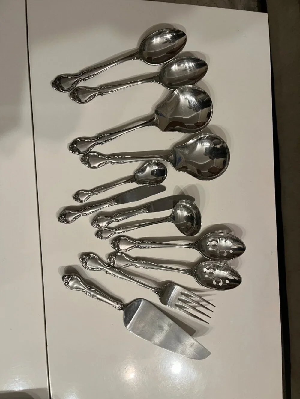 Lyon International Queens Fancy Stainless Serving Pieces Hostess Lot - 12 pieces